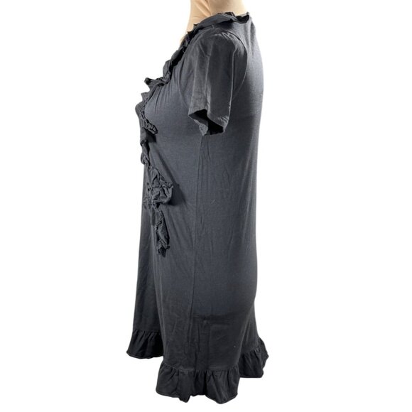 J Crew Knit T-Shirt Dress Grey Ruffle Scoop Neck Short Sleeve Size XS Extra Smal - Picture 2 of 9